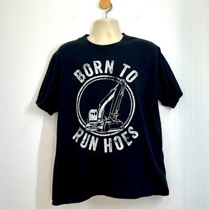 Port & Company - Born To Run H**s Tractor Backhoe Black And White T Size XL